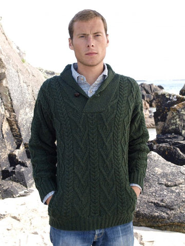 Shawl Collar Sweater - Army Green