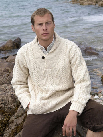 Shawl Collar Sweater - Natural