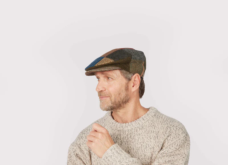 Vintage Tweed Cap - Gray Blue Patchwork – Funky Skunk