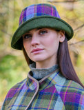 Clodagh Hat - Purple & Green Spring Plaid