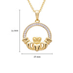 Gold Vermeil Studded Claddagh Necklace