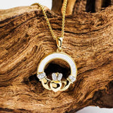 Gold Vermeil Mother of Pearl Claddagh Necklace
