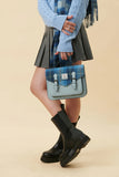 Medium Calton Satchel - Blue Tartan