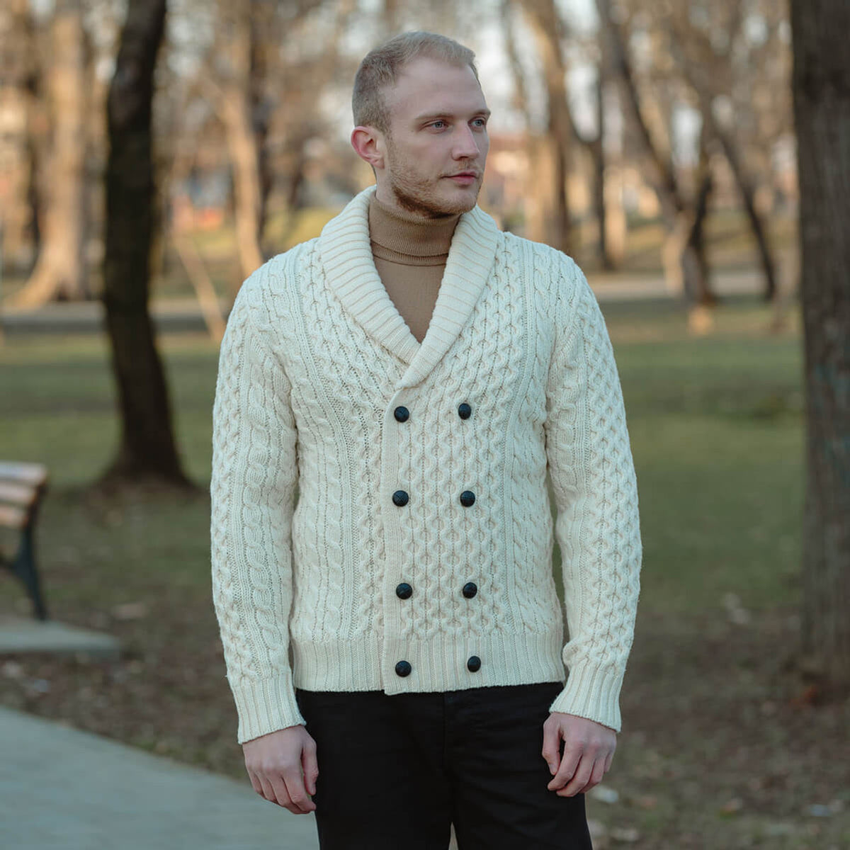Mens Wool Sweaters From Scotland Thom Sweeney Double-breasted