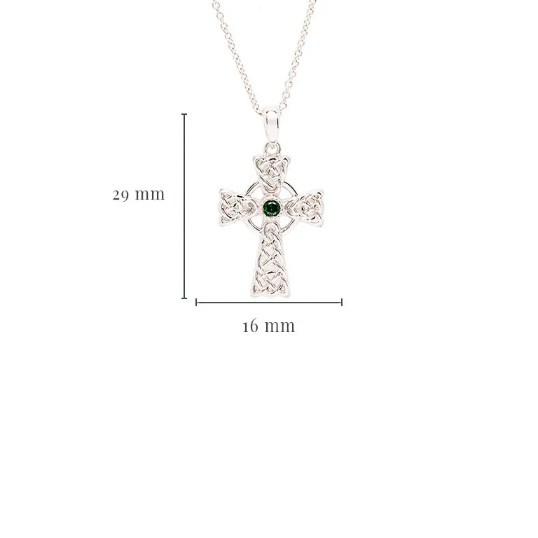 Sterling Silver Green Cubic Zirconia Irish Cross Pendant Funky Skunk