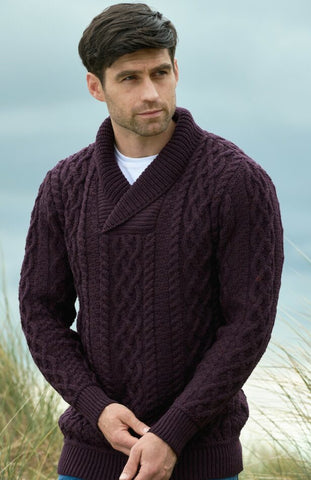 Bunratty Shawl Collar Sweater - Damson