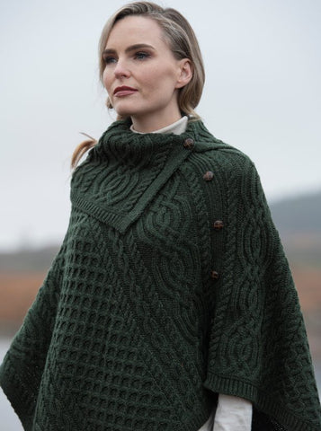 Tipperary Cowl Neck Poncho - Army Green