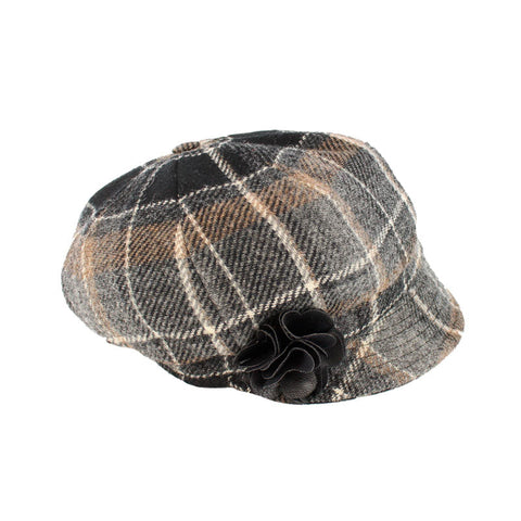 Newsboy Hat - Black Multi Plaid