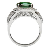 Green Halo Cushion Ring