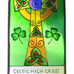 Celtic High Cross Gothic Stained Glass Panel