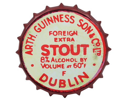 Guinness Red Vintage Metal Bottle Cap Sign Art