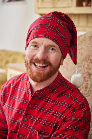 Lee Valley Cotton Flannel Nightcap - Red Tartan