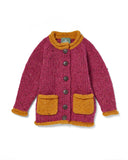 Child's Cardigan - Dark Pink and Yellow