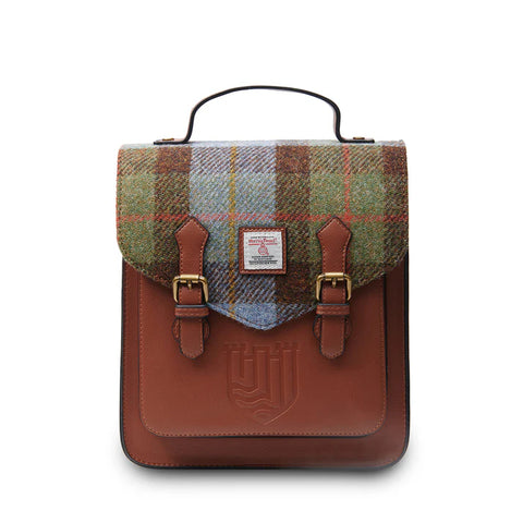 Calton Backpack - Chestnut & Blue Tartan