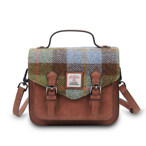 Mini Calton Satchel - Chestnut and Blue Tartan