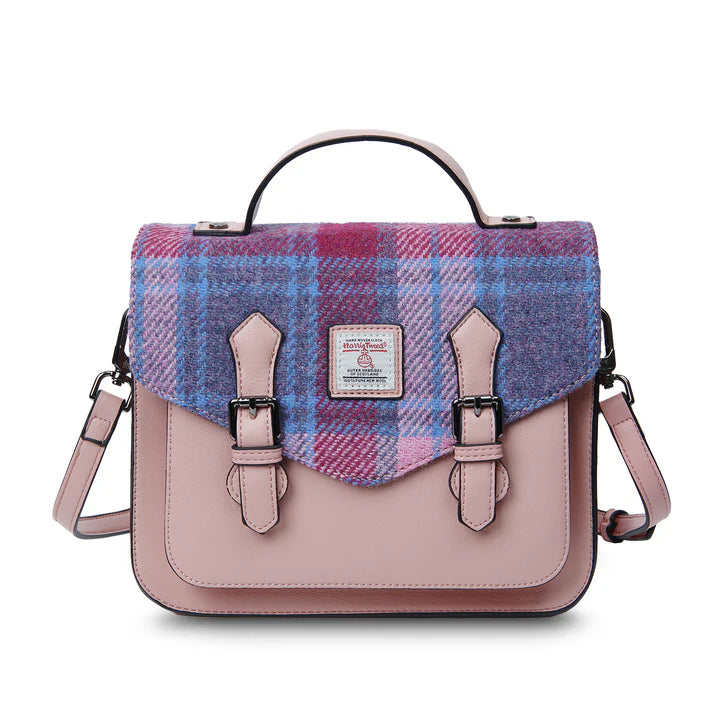 Medium Calton Satchel - Pink and Blue Tartan – Funky Skunk