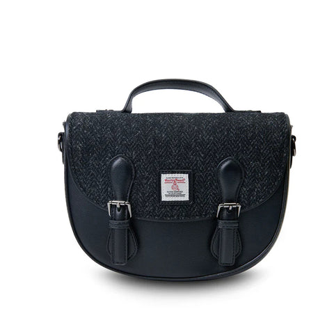 The Medium Cobble Satchel - Black Herringbone