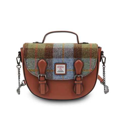 The Medium Cobble Satchel - Chestnut and Blue Tartan