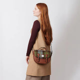 The Medium Cobble Satchel - Chestnut and Blue Tartan