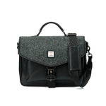The Laptop Satchel - Black and Grey Herringbone