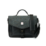 The Laptop Satchel - Black and Grey Herringbone
