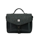 The Laptop Satchel - Black and Grey Herringbone