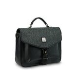 The Laptop Satchel - Black and Grey Herringbone