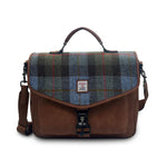 The Laptop Satchel - Chestnut-Blue Tartan