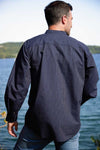 Comfort Blend Traditional Shirt - Navy and White Stripe