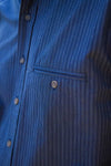Comfort Blend Traditional Shirt - Navy and White Stripe