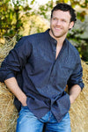 Comfort Blend Traditional Shirt - Navy and White Stripe