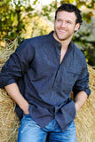 Comfort Blend Traditional Shirt - Navy and White Stripe