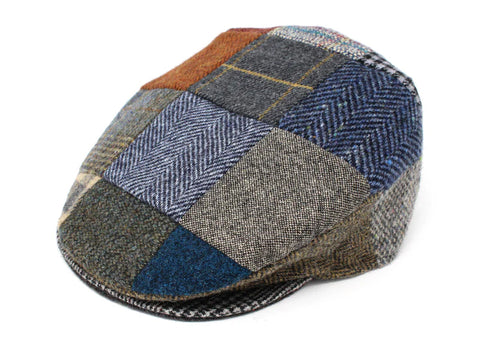 Vintage Tweed Cap - Gray/Blue Patchwork