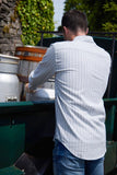Flannel Traditional Shirt - Blue/Ivory Stripe
