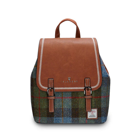 The Jura Backpack - Chestnut and Blue Tartan