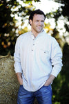 Flannel Traditional Shirt - Blue/Ivory Stripe