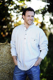 Flannel Traditional Shirt - Blue/Ivory Stripe