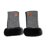 Lambswool Mitten - Black White Dogtooth