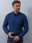 Super Soft Aran Troyer Half Zip Sweater - Ink