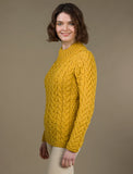 Aran Cable Crew Neck Sweater - Sunflower