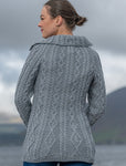 Flare Cardigan with Diamond Knit - Ocean Gray