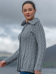 Flare Cardigan with Diamond Knit - Ocean Gray