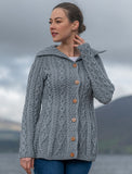 Flare Cardigan with Diamond Knit - Ocean Gray