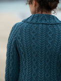 Flare Cardigan with Diamond Knit - Irish Sea