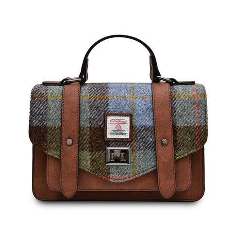 Medium Satchel - Chestnut and Blue Tartan