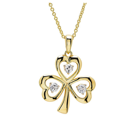 Gold Vermeil Shamrock White Sapphire Necklace