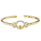 14kt Gold Vermeil White Sapphire Claddagh Bangle