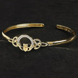 14kt Gold Vermeil White Sapphire Claddagh Bangle