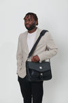 The Laptop Satchel - Black and Grey Herringbone