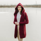 Ladies Classic Fit Long Cardigan with Hood